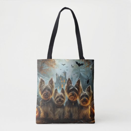Tote Bag Biewer Terrier Halloween Night Doggy Délice (Devant)