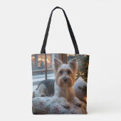 Tote Bag Biewer Terrier With Christmas Lights Holiday (Dos)