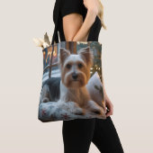 Tote Bag Biewer Terrier With Christmas Lights Holiday (De près)