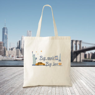 Tote Bag Big Apple, Big Love Modern New York City Icons