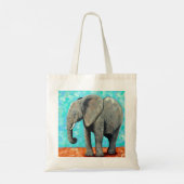 Tote Bag Big Baby Elephant Painting  (Dos)