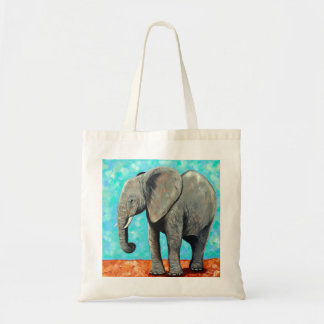 Tote Bag Big Baby Elephant Painting