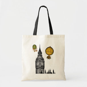 Tote Bag Big Ben et ballons à air chauds vintages