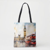 Tote Bag Big Ben et bus rouge à Londres (Devant)