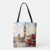Tote Bag Big Ben et bus rouge à Londres (Dos)