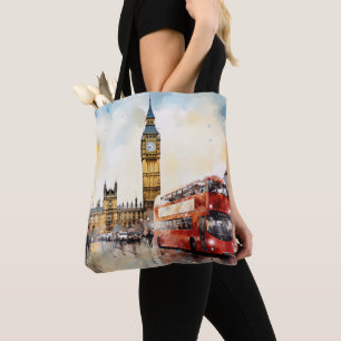 Tote Bag Big Ben et bus rouge à Londres
