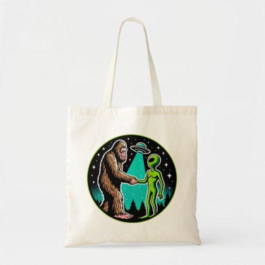 Tote Bag Bigfoot Alien Alliance - Funny Scifi Cryptid (Devant)