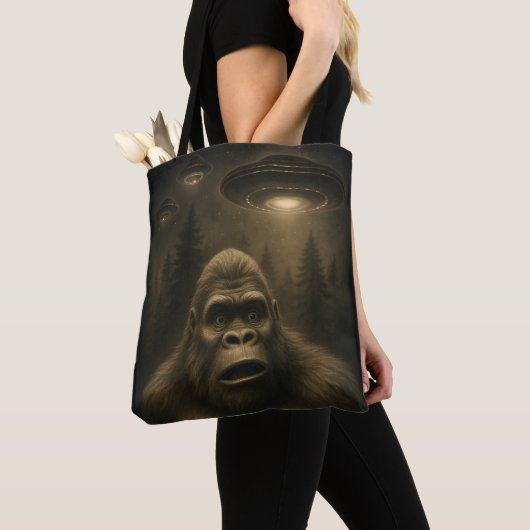 Tote Bag Bigfoot Sasquatch Alien UFO Funny (De près)