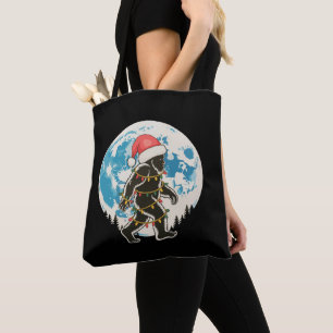 Tote Bag Bigfoot Sasquatch Père Noël Lune Noël Lumières Xma