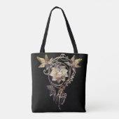 Tote Bag Bijou fleuri Art nouveau or victorien et noir (Dos)