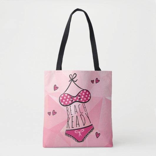 Tote Bag Bikini Plage prêt fille rose (Devant)