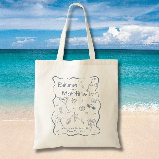 Tote Bag Bikinis Dessinés à la Main et Martinis Enterrement