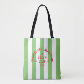 Tote Bag Bikinis Et Martinis Le Beach Club Green Stripe (Devant)