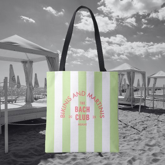 Tote Bag Bikinis Et Martinis Le Club Bach Green Stripe