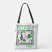 Tote Bag Bingo Lady Avec De L'Argent Sur Carte Bingo (Dos)