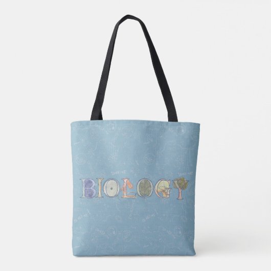 Tote Bag Biologie diagramme et typographie bleu (Dos)
