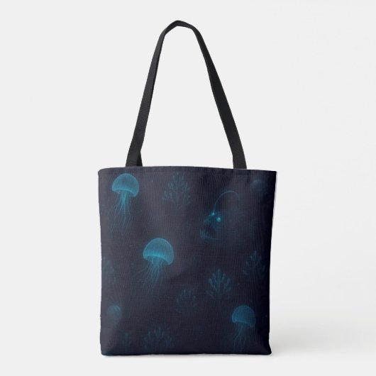 Tote Bag Bioluminescent Deep-Sea Glow Pattern Tote (Dos)