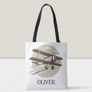 Tote Bag Biplane Vintage classique personnalisé