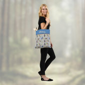 Tote Bag Bird Pattern Kingfisher, Blue Jay, Woodpecker Name