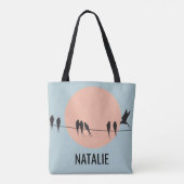 Tote Bag Birds on a Wire with Pastel Sun Personalized  (Dos)
