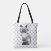 Tote Bag Birman / Ragdoll Point Bleu Chat & Pattes Mignon (Dos)
