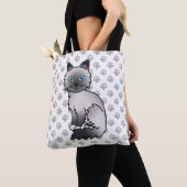 Tote Bag Birman / Ragdoll Point Bleu Chat & Pattes Mignon (De près)