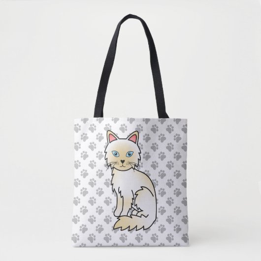 Tote Bag Birman / Ragdoll Point crème Chat & Pattes Mignonn (Devant)