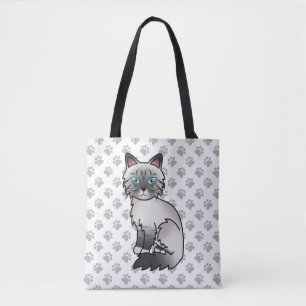 Tote Bag Birman / Ragdoll Tabby bleu Point Chat & Pattes Mi