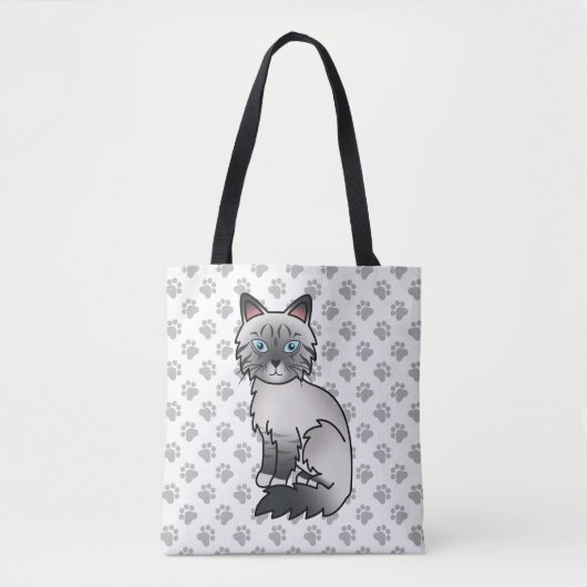 Tote Bag Birman / Ragdoll Tabby bleu Point Chat & Pattes Mi (Devant)