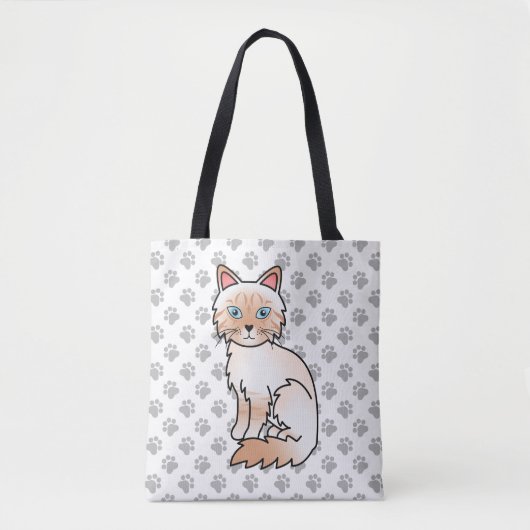 Tote Bag Birman / Ragdoll Tabby Point Rouge Chat & Pattes M (Devant)