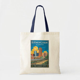 Tote Bag Birmingham Alabama Travel Art Vintage