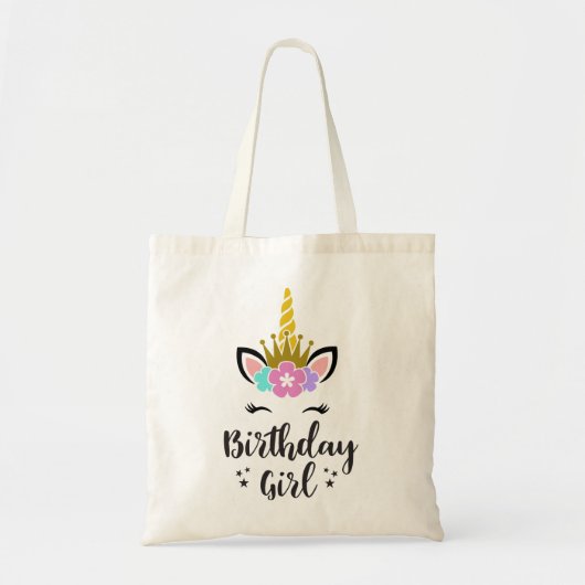 Tote Bag Birthday Girl Unicorn (Devant)