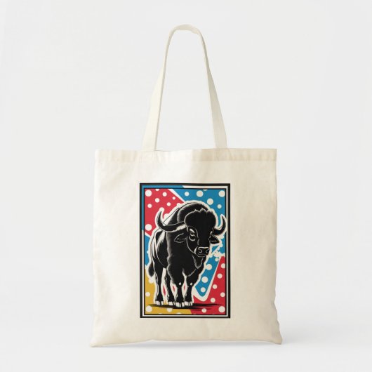 Tote Bag Bison - Buffalo Pop Art (Devant)