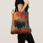 Tote Bag Bison dans l'artisanat boisé d'automne (De près)