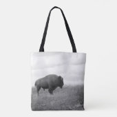 Tote Bag Bison noir et blanc sur une colline (Dos)