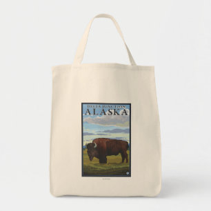 Tote Bag Bison Scene - Delta Junction, Alaska