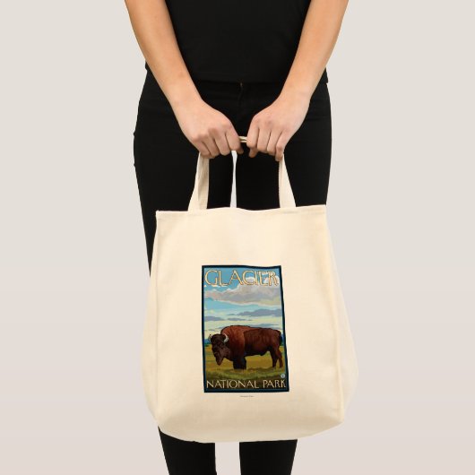 Tote Bag Bison Scene - Parc national des Glaciers, MT (Devant (produit))
