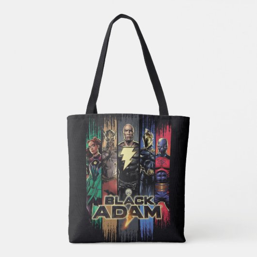 Tote Bag Black Adam Characters In Stripes Graphic (Dos)