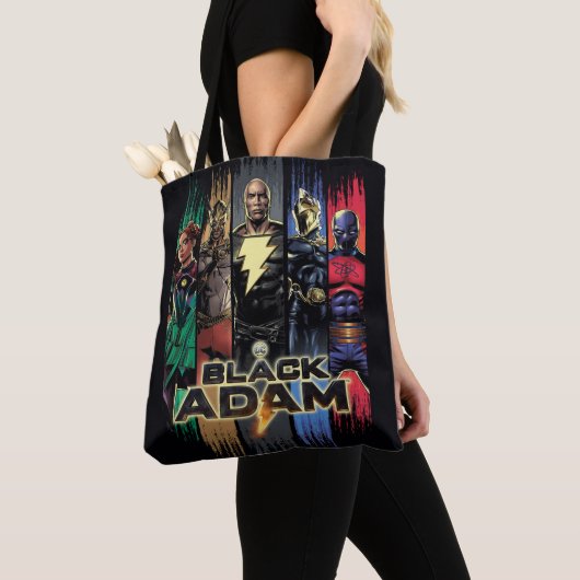 Tote Bag Black Adam Characters In Stripes Graphic (De près)