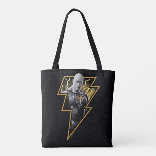 Tote Bag Black Adam Grey et Gold Lightning Graphic (Dos)