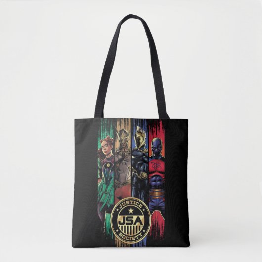 Tote Bag Black Adam Justice Society Heroes In Stripes (Devant)
