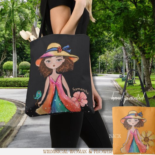 Tote Bag Black and Orange - Original Whimsy Girl