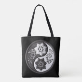 Tote Bag Black and Silver Floral Yin Yang (Dos)