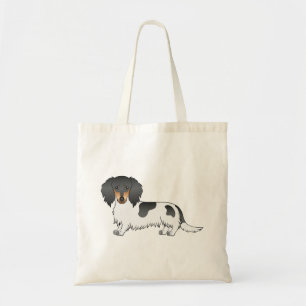 Tote Bag Black And Tan Piebald Long Hair Dachshund Dog