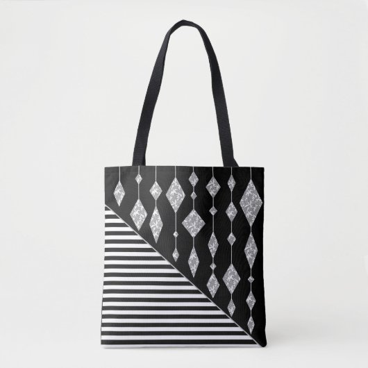 Tote Bag Black and white, abstract, geometric, simple, scan (Devant)