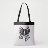 Tote Bag Black and White En vichy Bow tendance (Devant)