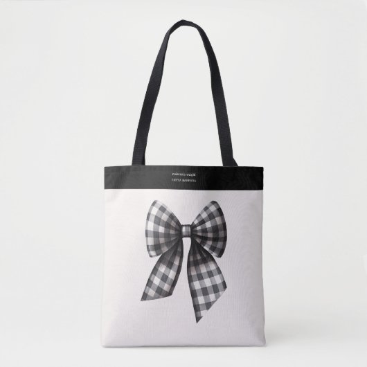 Tote Bag Black and White En vichy Bow tendance (Devant)