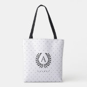 Tote Bag Black And White Laurel Monogram Polka Dot Pattern (Dos)
