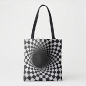 Tote Bag Black and White Optical Illusion Tunnel (Devant)