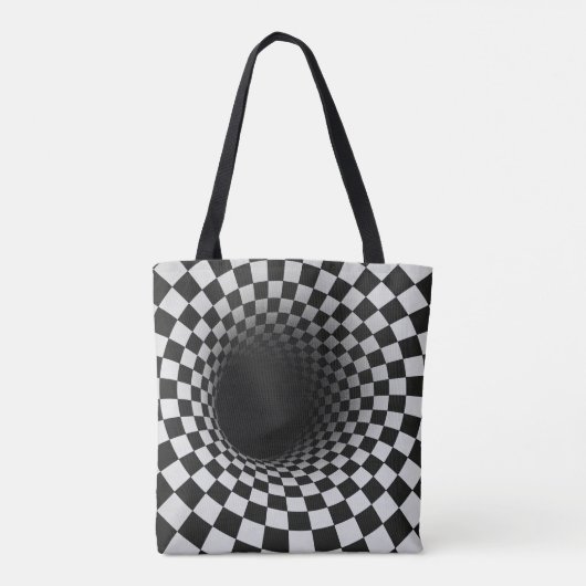 Tote Bag Black and White Optical Illusion Tunnel (Dos)